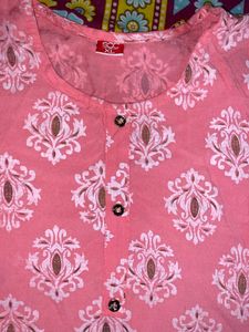 Pink And White Kurta Set