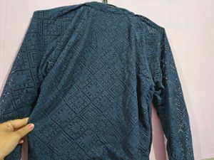 Navy Blue Patterned Long Sleeve Top bust 32 s