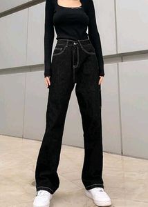 Black Contrast Stitch Jeans