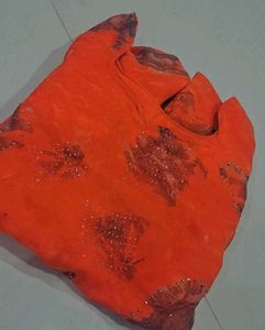 Elegant Orange Floral Print Dress