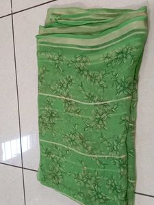 Green Floral Print Saree