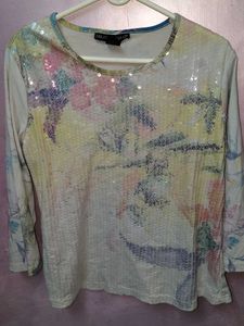 Diamond Floral Long Sleeve Top