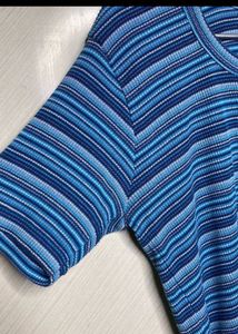 Blue Striped Casual T-Shirt