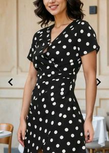 Chic Polka Dot Wrap Dress