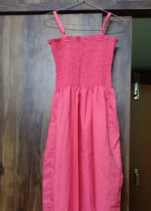 Pink Dress with White Shrug