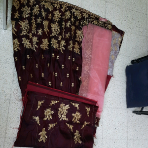 Unstitched Lehenga - Full embroidery