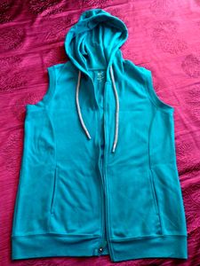 Teamspirit Zipper Sleeveless Hoodie Girls Teal Blu