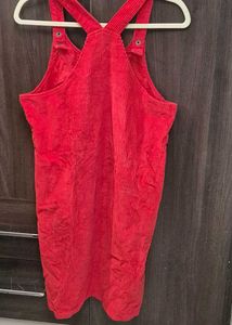 Red Corduroy Overall Dress