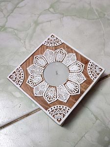Hand-Painted Wooden Candle Holder