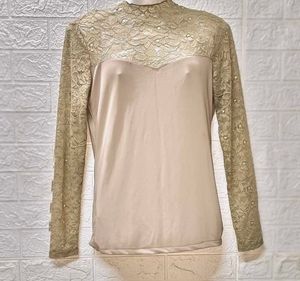 Mango Brand Medium Size Lace Mendhi Colour Top