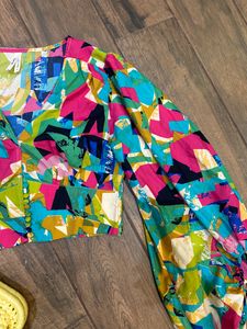 Colorful Ballon Sleev Crop Top