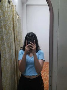 Blue Crop Cardigan