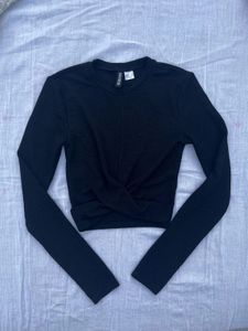 H&M Divided Black Twist Front Top
