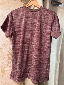 Maroon Patterned Workout T-Shirt,Bust-36Strechable