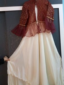 Umbrella Gown With Banarasi Koti