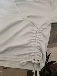 Studiofit White Ruched T-Shirt