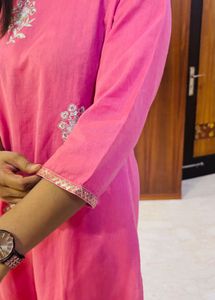 Pink Embroidered Kurti