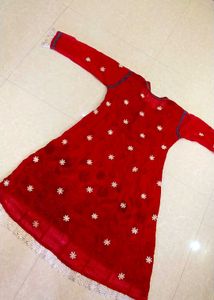 Red Embroidered Kurta