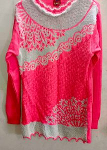 Pink Embroidered Sweater