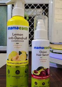 mamaearth Onion Hair Serum and Lemon Anti Dendruff Conditioner