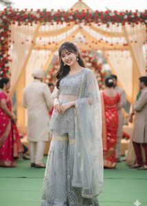 Elegant Grey Embroidered Sharara Set