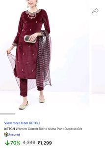 New Velvet Zardozi Work Kurti Pant Set