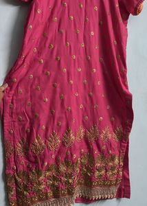 Pink &amp; Gold Embroidered Suit Set