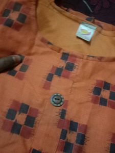 Orange Printed Girls Dress