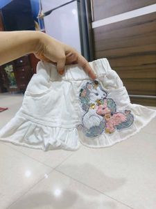 White Denim Skirt For 1 To 2 Years Old Girl
