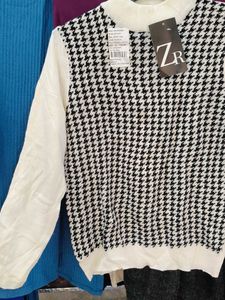 Houndstooth Knit Sweater