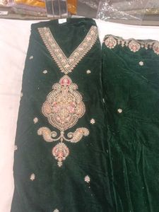 Elegant Green Velvet dress material