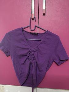 Zudio Purple Drawstring Crop Top