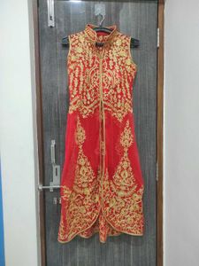 Red Designer Plazo Suit