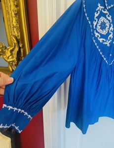 Zara Blue Embroidered Top
