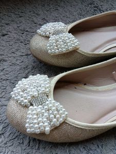 Sparkly Pearl Bow Ballet Flats