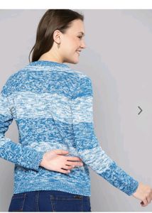 Mast &amp; Harbour Women Blue &amp; White Melange Striped