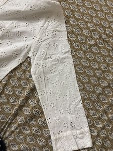 White Eyelet Button-Down Shirt