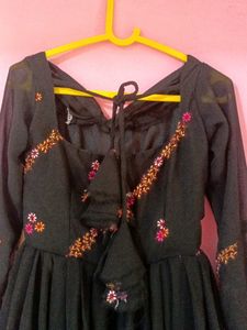 Elegant Black Embroidered Gown