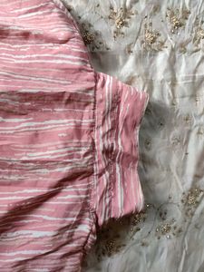 Pink Striped Ruffle Trim Top