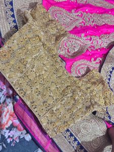 Pink &amp; Gold Embroidered Lehenga