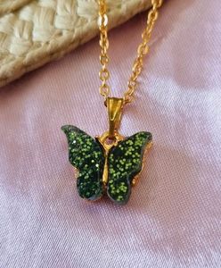 Green Butterfly Pendant With Chain