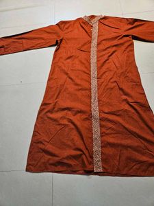 Rust Kurta With Lace Patti