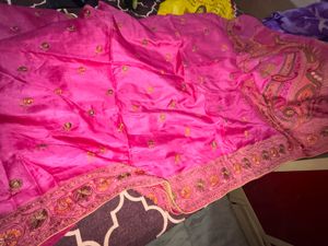 Elegant Pink Saree with Embroidery