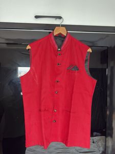 Red Ethnic Jacket Modi Coat