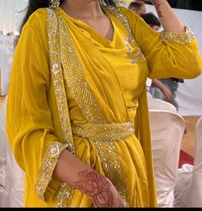 Elegant Mustard Velvet Saree