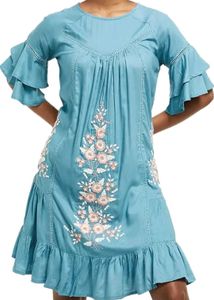 Blue Embroidered Dress 💙👗