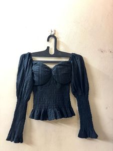 Black Puff Sleeve Top