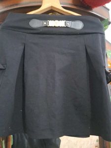 Black Mini Skirt with Buckle Detail