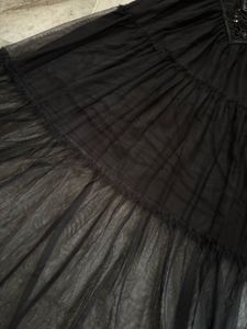 Leather And Sequin Black Maxi Dress