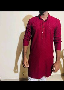 Maroon Embroidered Kurta New Wdt Tag